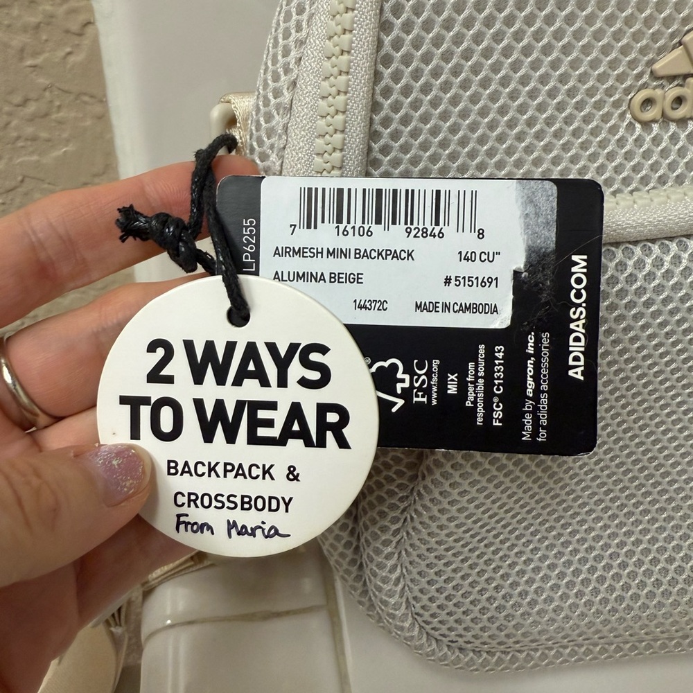 Adidas Alumina cream Mini Backpack or crossbody - Picture 4 of 10